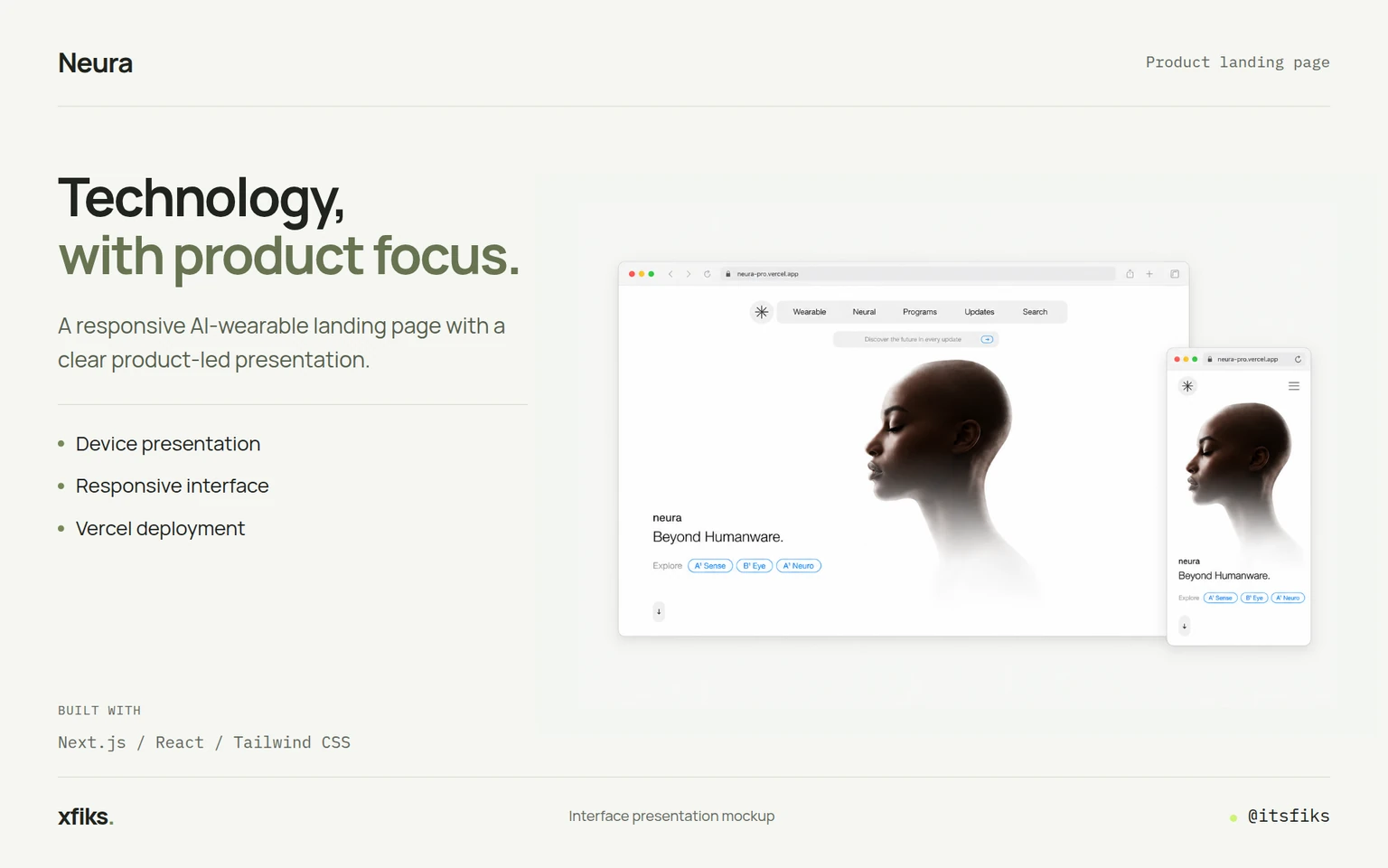 Interface presentation: Neura. Complex technology. A clear introduction.