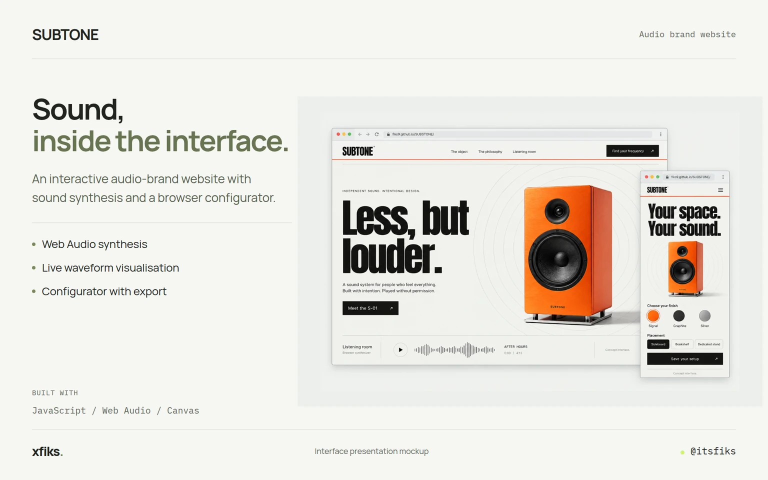 Interface presentation: SUBTONE. Sound as part of the interface.